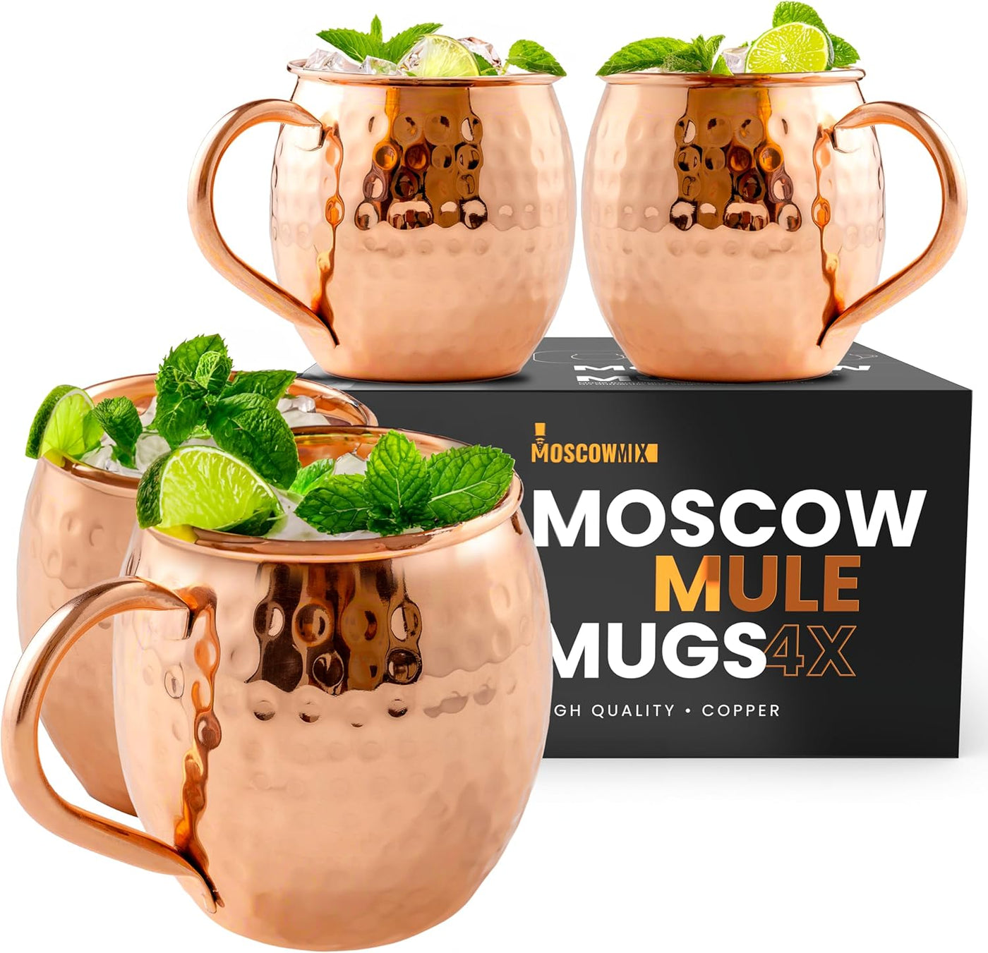 Set of 4 Copper Moscow Mule Mugs, 16 oz