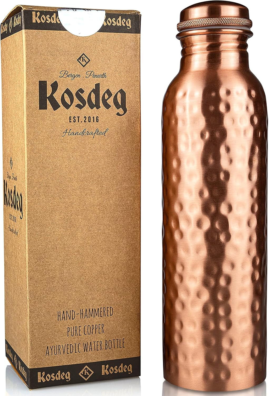 Hammered Copper Water Bottle, 34 Oz