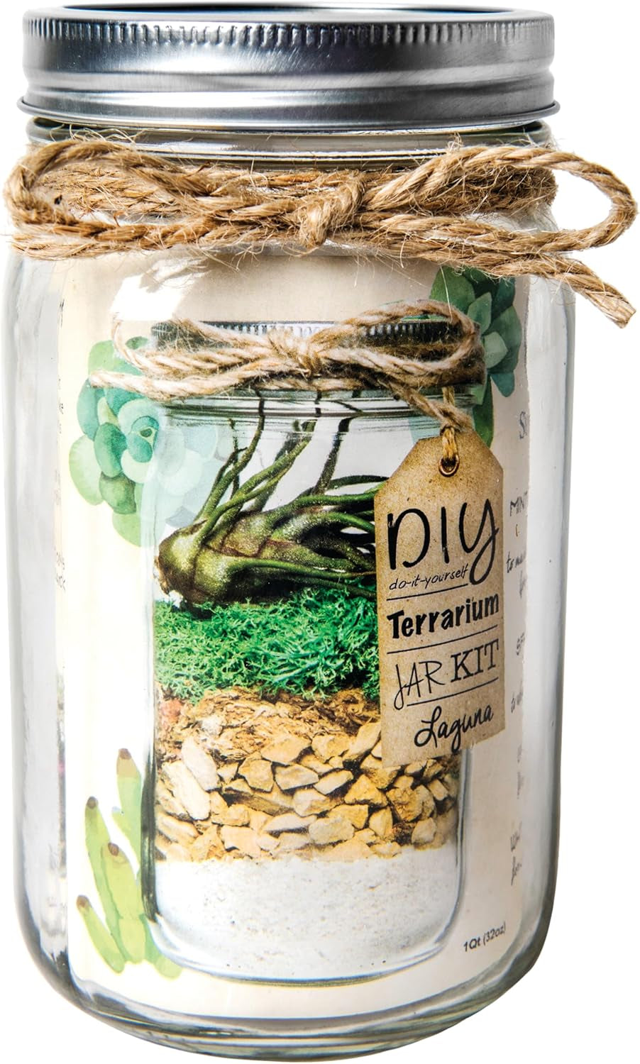 DIY Terrarium Jar Kit with 32Oz Glass Mason Jar